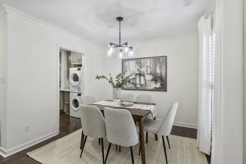 Dining area with the in-unit laundry just off it